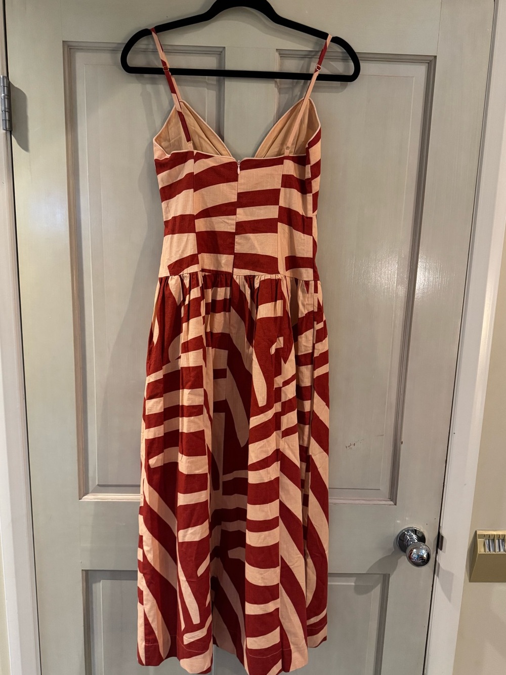 Mon Renn Surreal midi dress NWT distinctive Tropico print in rust and sand color - Picture 5 of 10